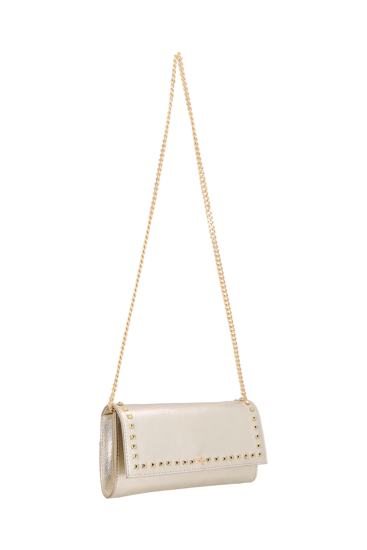 BOLSA CARTEIRA EM METALIZADO DOURADO