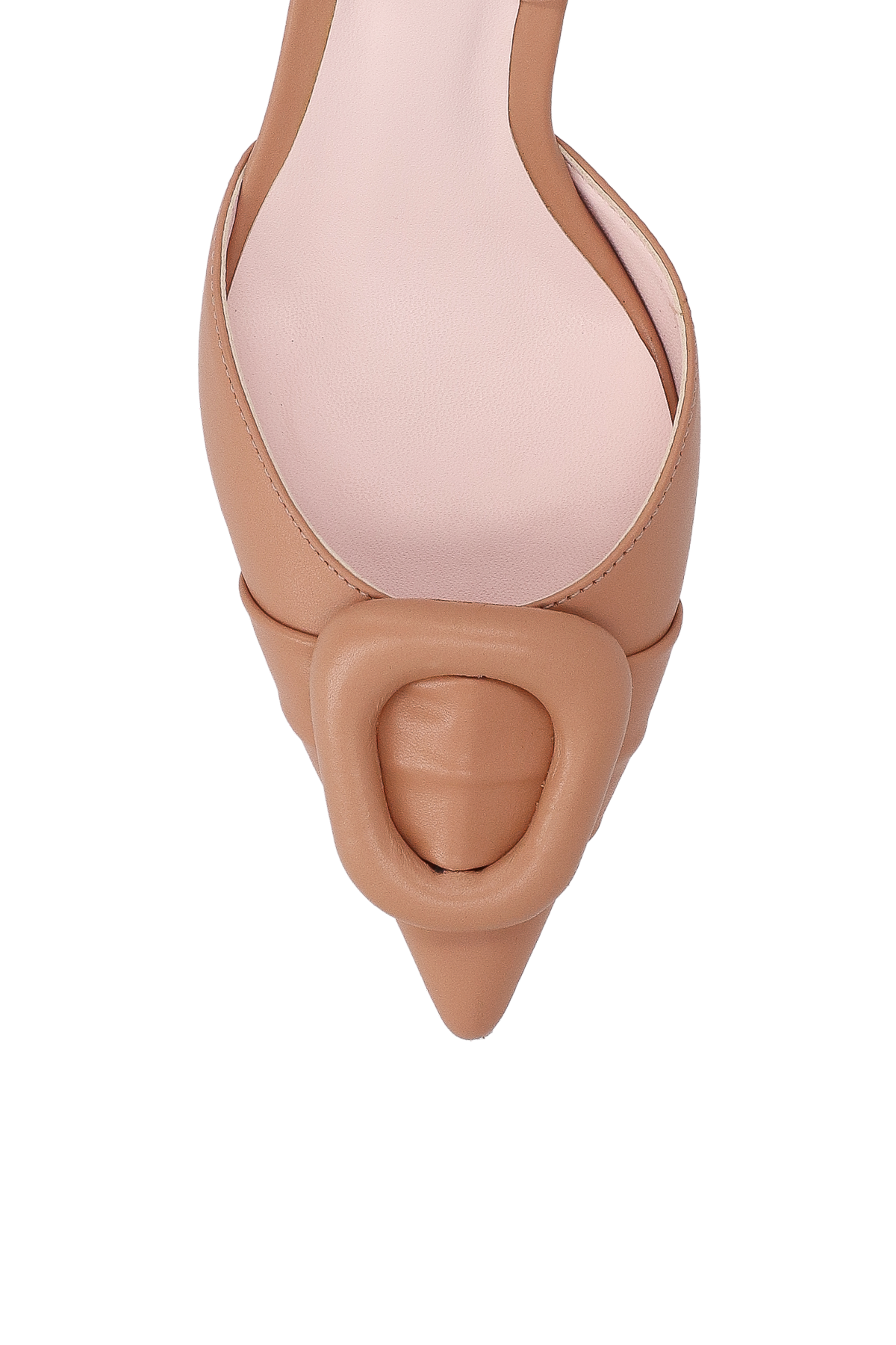 SCARPIN SLINGBACK ENFEITE ACOLCHOADO EM COURO BEGE BLUSH
