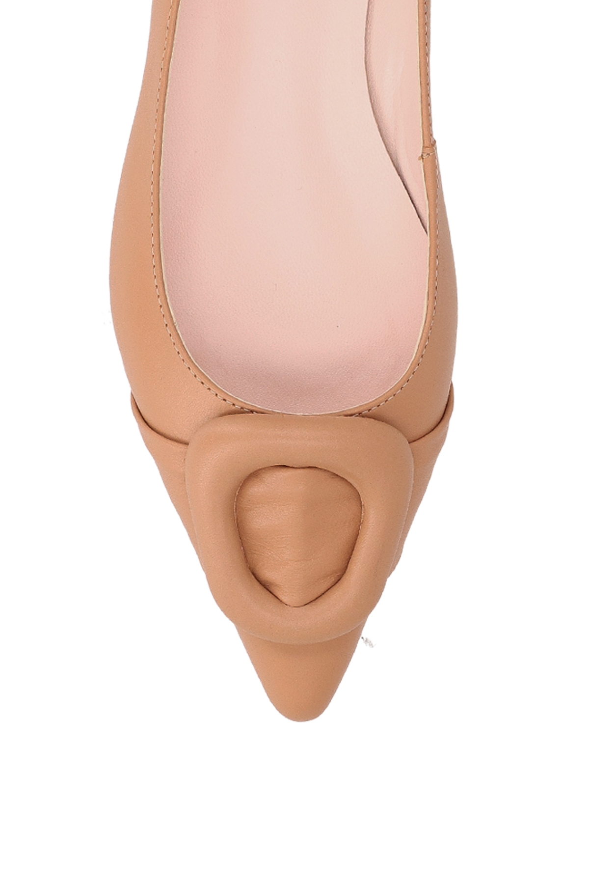 SAPATILHA EM COURO BEGE BLUSH COM ENFEITE ACOLCHOADO