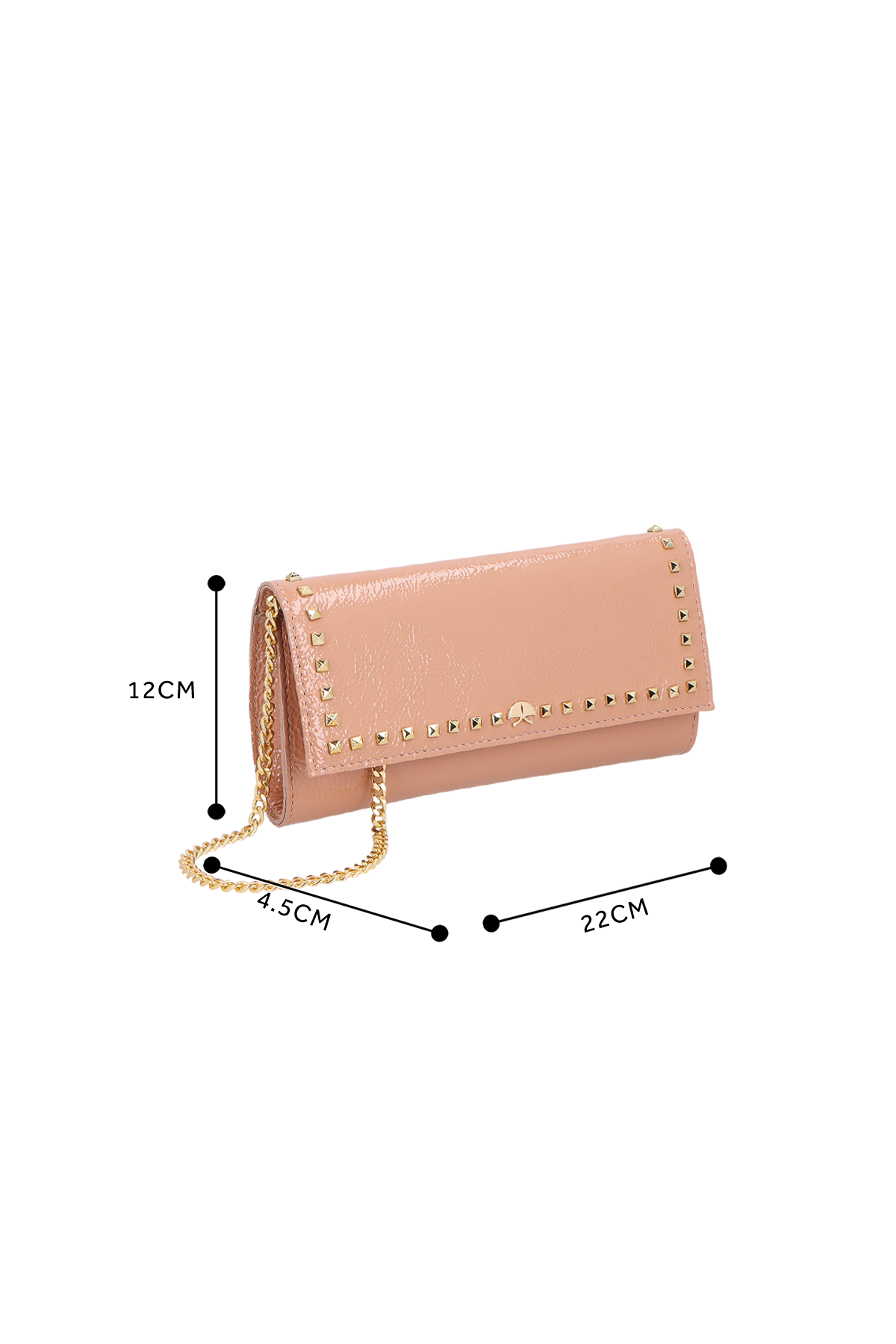 BOLSA CARTEIRA EM VERNIZ BEGE BLUSH