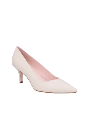 SCARPIN EM COURO OFF WHITE DE SALTO FINO MÉDIO E BICO FINO