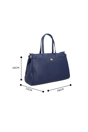 BOLSA MÉDIA EM COURO AZUL ATLÂNTICO ESTRUTURADA