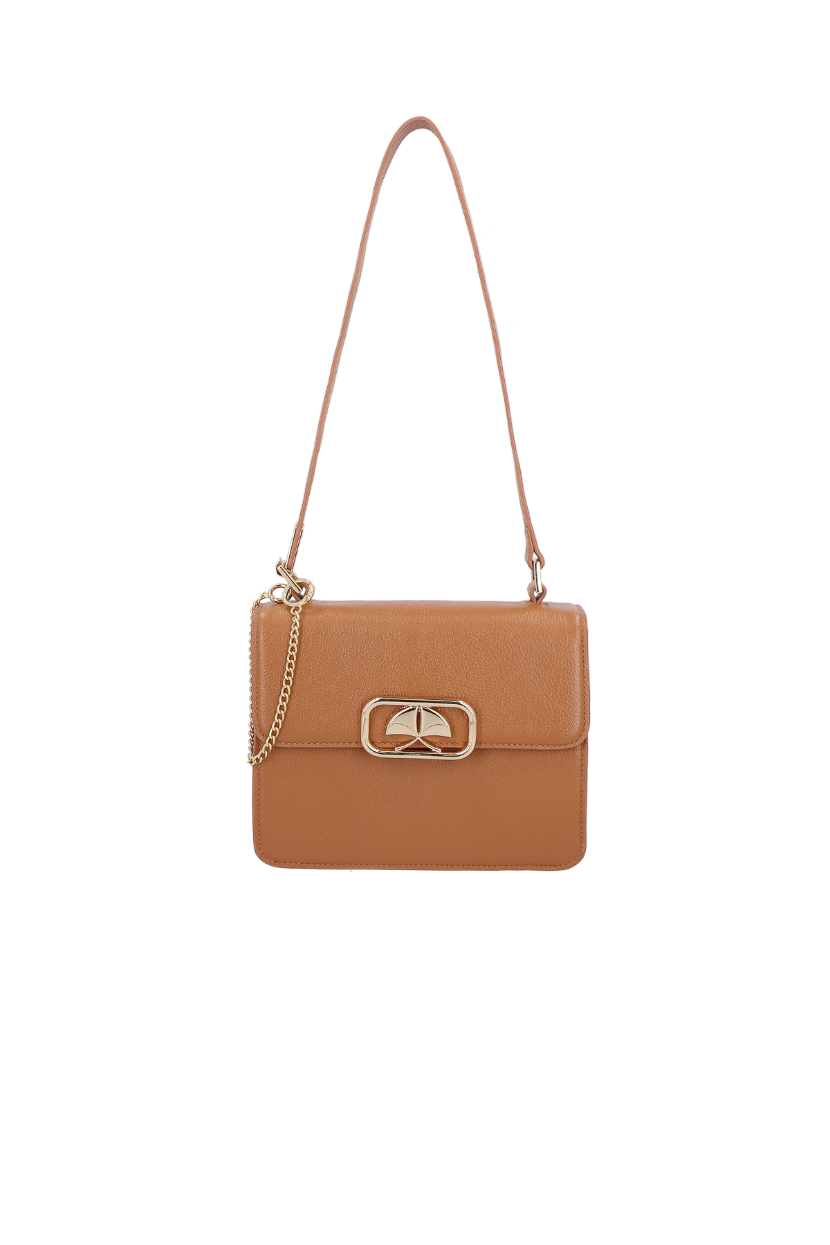 BOLSA TRANSVERSAL PEQUENA CARAMELO EM COURO