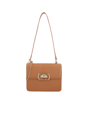 BOLSA TRANSVERSAL PEQUENA CARAMELO EM COURO