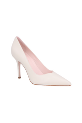 SCARPIN DE SALTO FINO EM COURO OFF WHITE