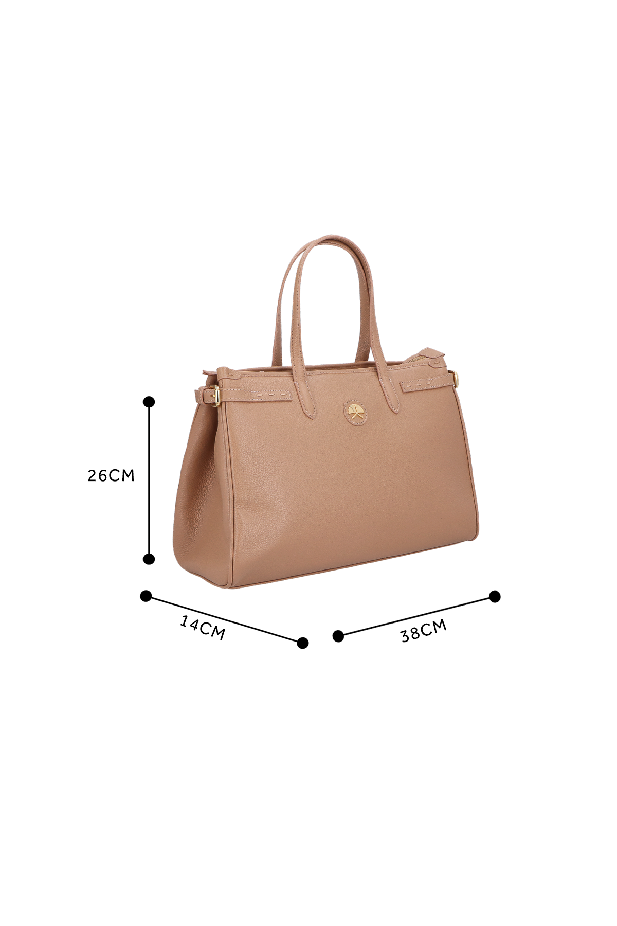BOLSA MÉDIA EM COURO BEGE ESTRUTURADA