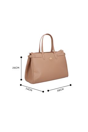 BOLSA MÉDIA EM COURO BEGE ESTRUTURADA