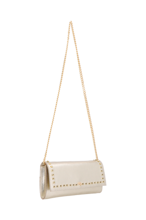 BOLSA CARTEIRA EM METALIZADO DOURADO