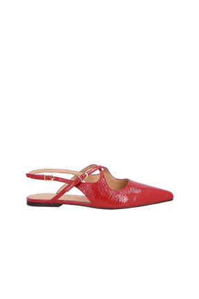 SAPATILHA DE BICO FINO EM VERNIZ VERMELHO RED COM RECORTES