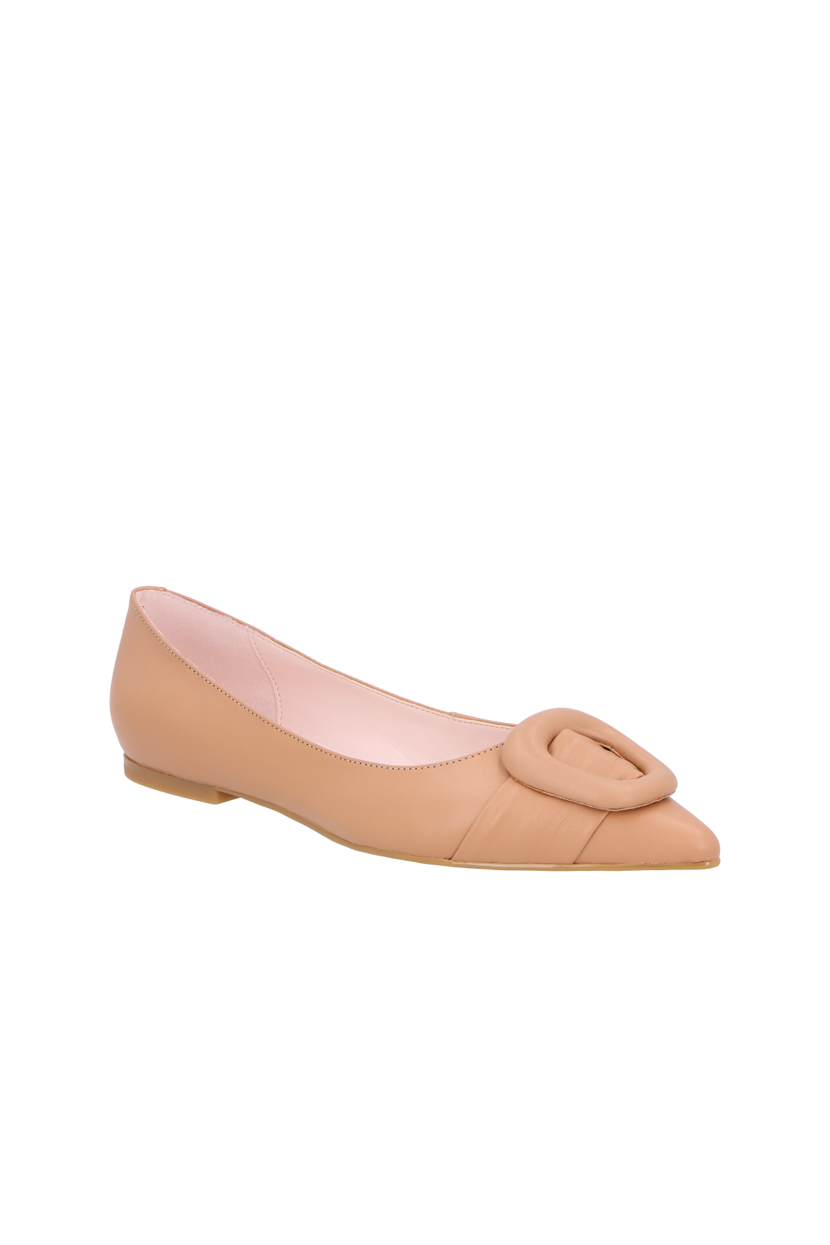 SAPATILHA EM COURO BEGE BLUSH COM ENFEITE ACOLCHOADO