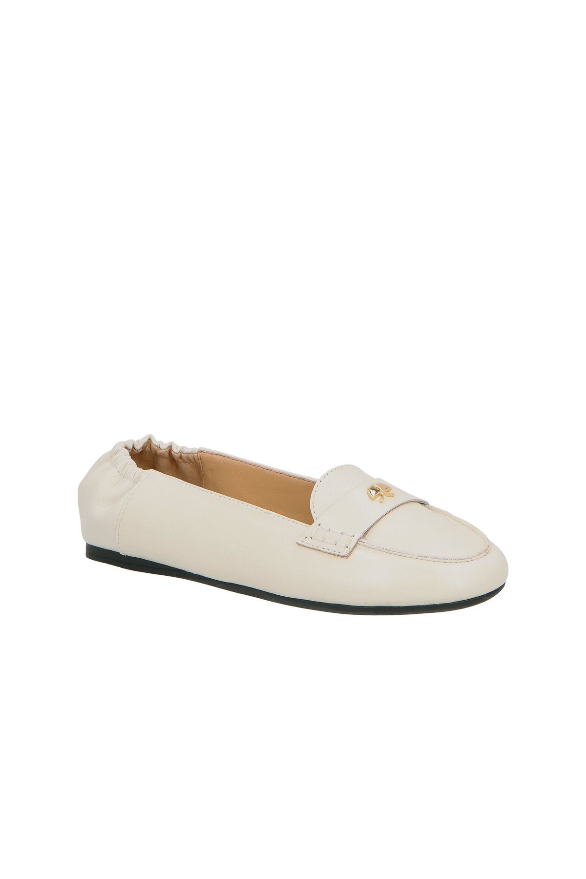 SLIPPER EM COURO OFF-WHITE COM ELÁSTICO TRASEIRO