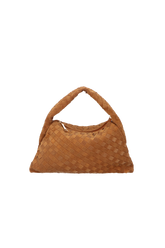 BOLSA HOBO EM CAMURÇA TRESSÊ CARAMELO MÉDIA