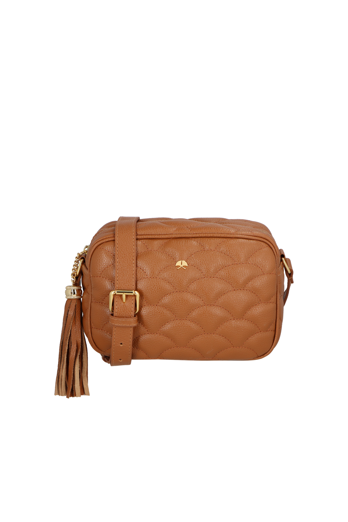 BOLSA MÉDIA EM COURO CARAMELO MATELASSÊ CALIANDRA
