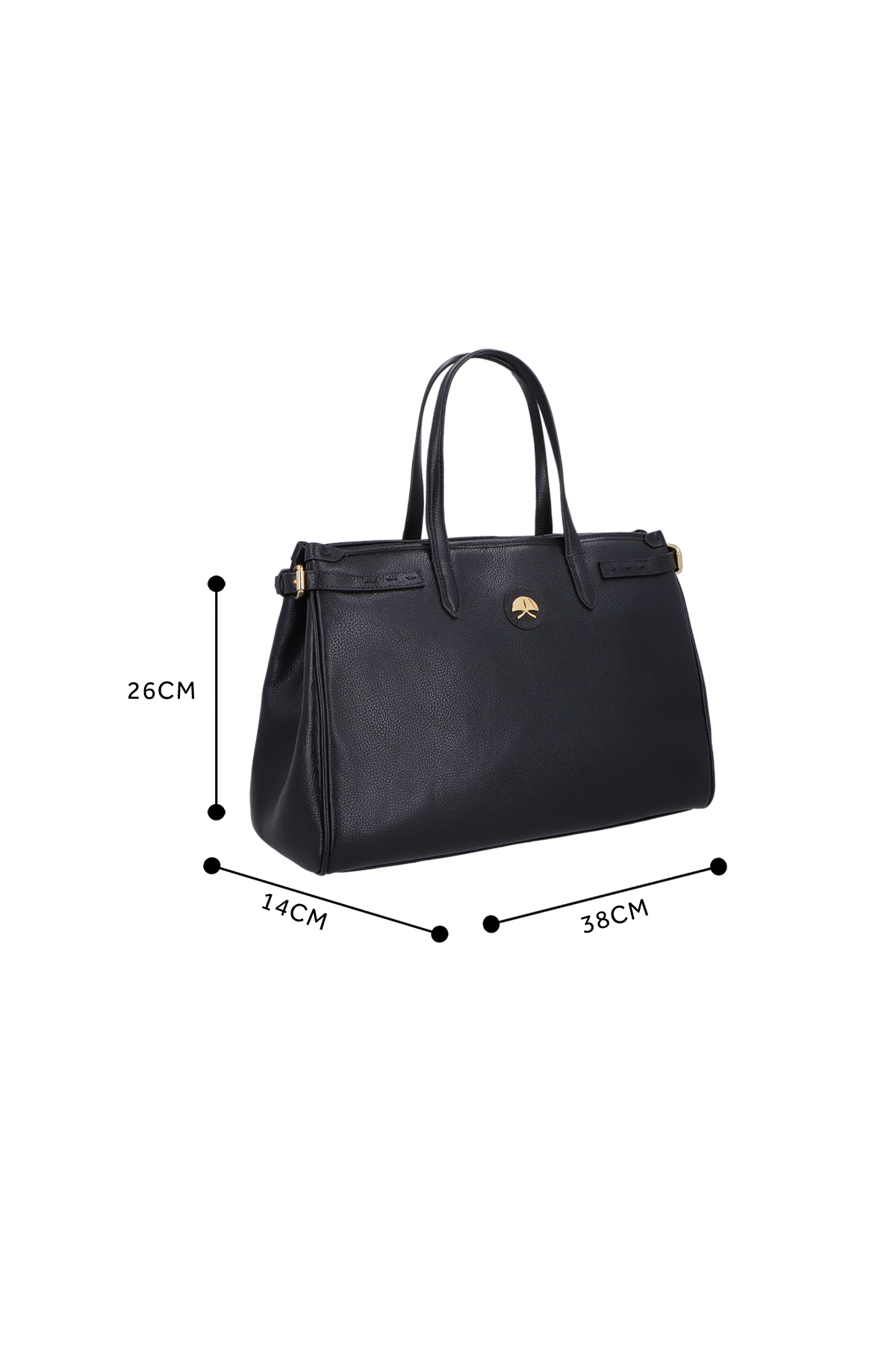 BOLSA MÉDIA EM COURO PRETO ESTRUTURADA