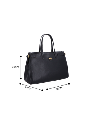 BOLSA MÉDIA EM COURO PRETO ESTRUTURADA
