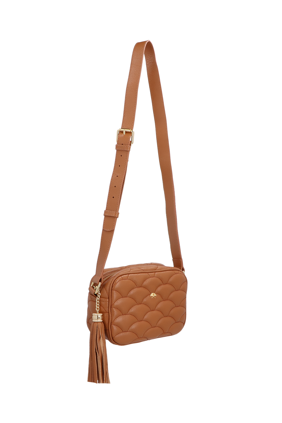 BOLSA PEQUENA EM COURO CARAMELO MATELASSÊ CALIANDRA