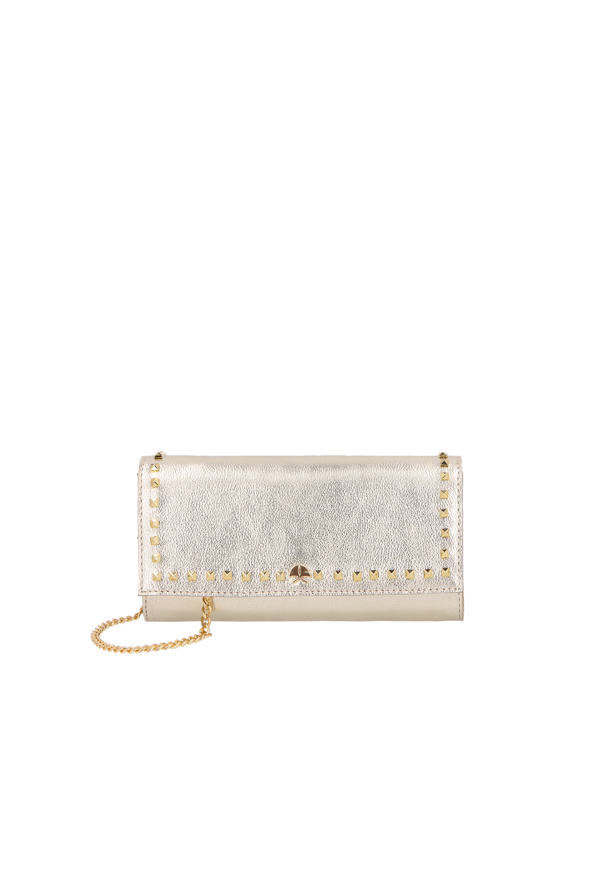 BOLSA CARTEIRA EM METALIZADO DOURADO