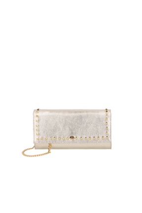 BOLSA CARTEIRA EM METALIZADO DOURADO
