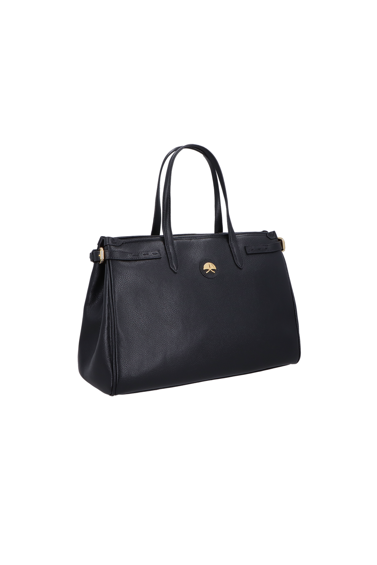 BOLSA MÉDIA EM COURO PRETO ESTRUTURADA