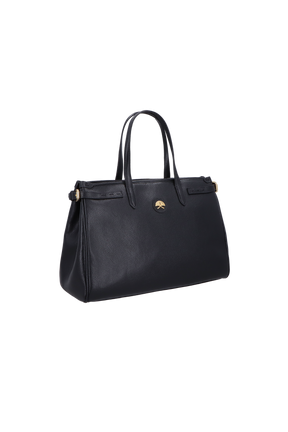 BOLSA MÉDIA EM COURO PRETO ESTRUTURADA