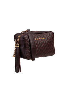 BOLSA PEQUENA CLÁSSICA ALÇA CORRENTE CAFÉ