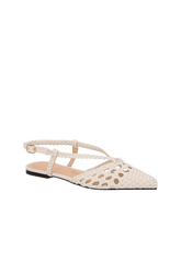 SAPATILHA SLINGBACK TRANÇADA EM COURO OFF WHITE