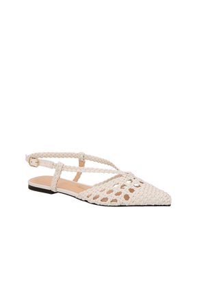 SAPATILHA SLINGBACK TRANÇADA EM COURO OFF WHITE