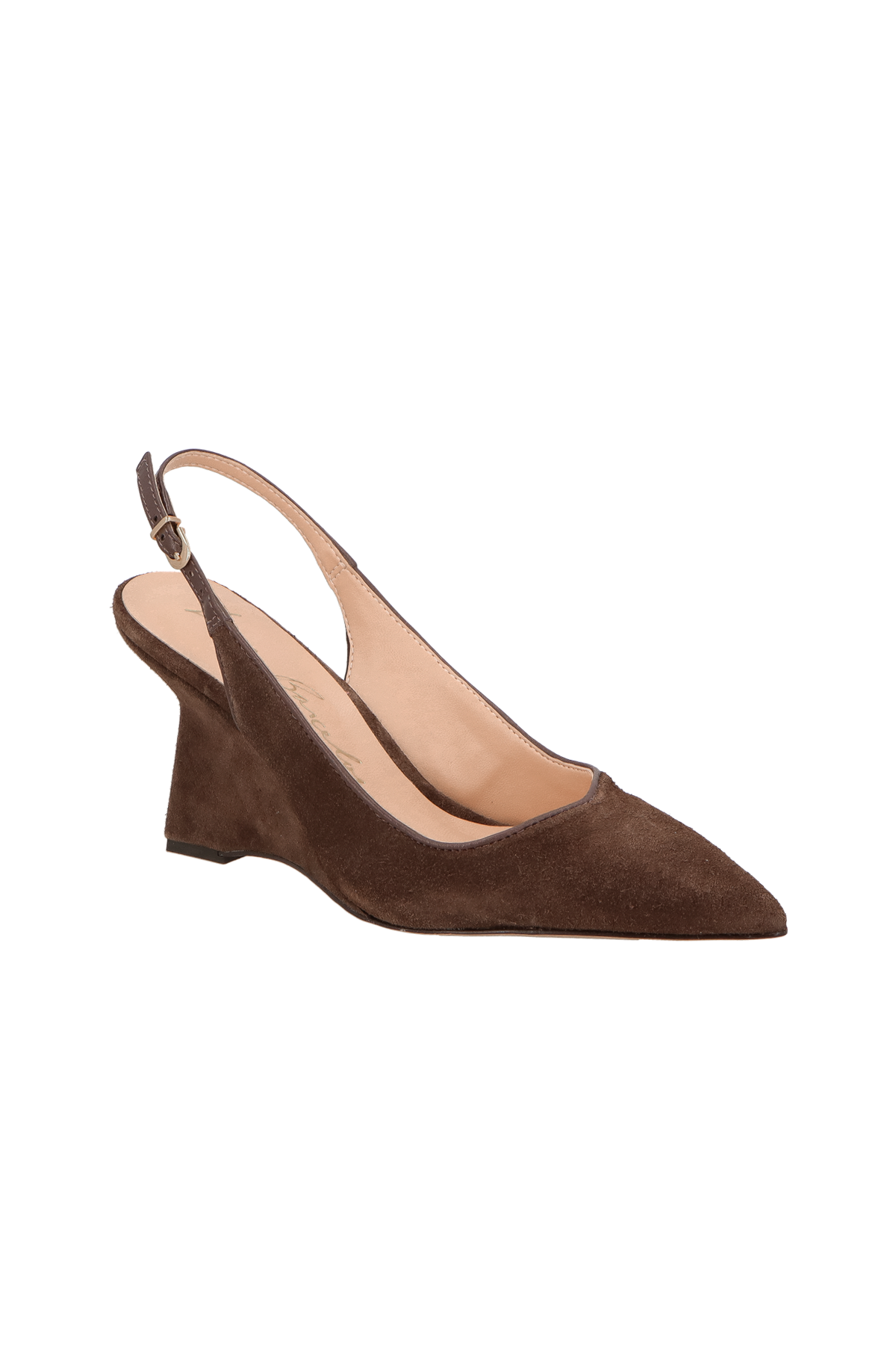SCARPIN SLINGBACK EM CAMURÇA CAFÉ E SALTO ANABELA