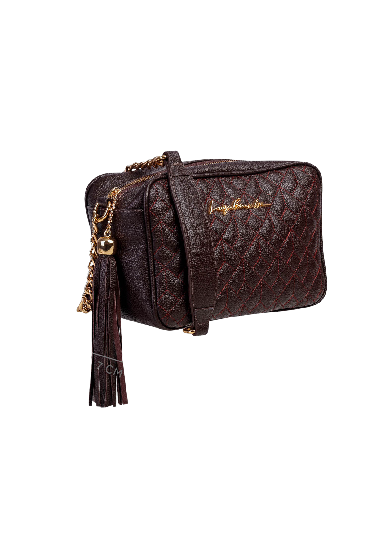 BOLSA PEQUENA CLÁSSICA ALÇA CORRENTE CAFÉ