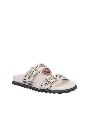 PAPETE TRATORADA EM COURO OFF WHITE COM RECORTES LASER