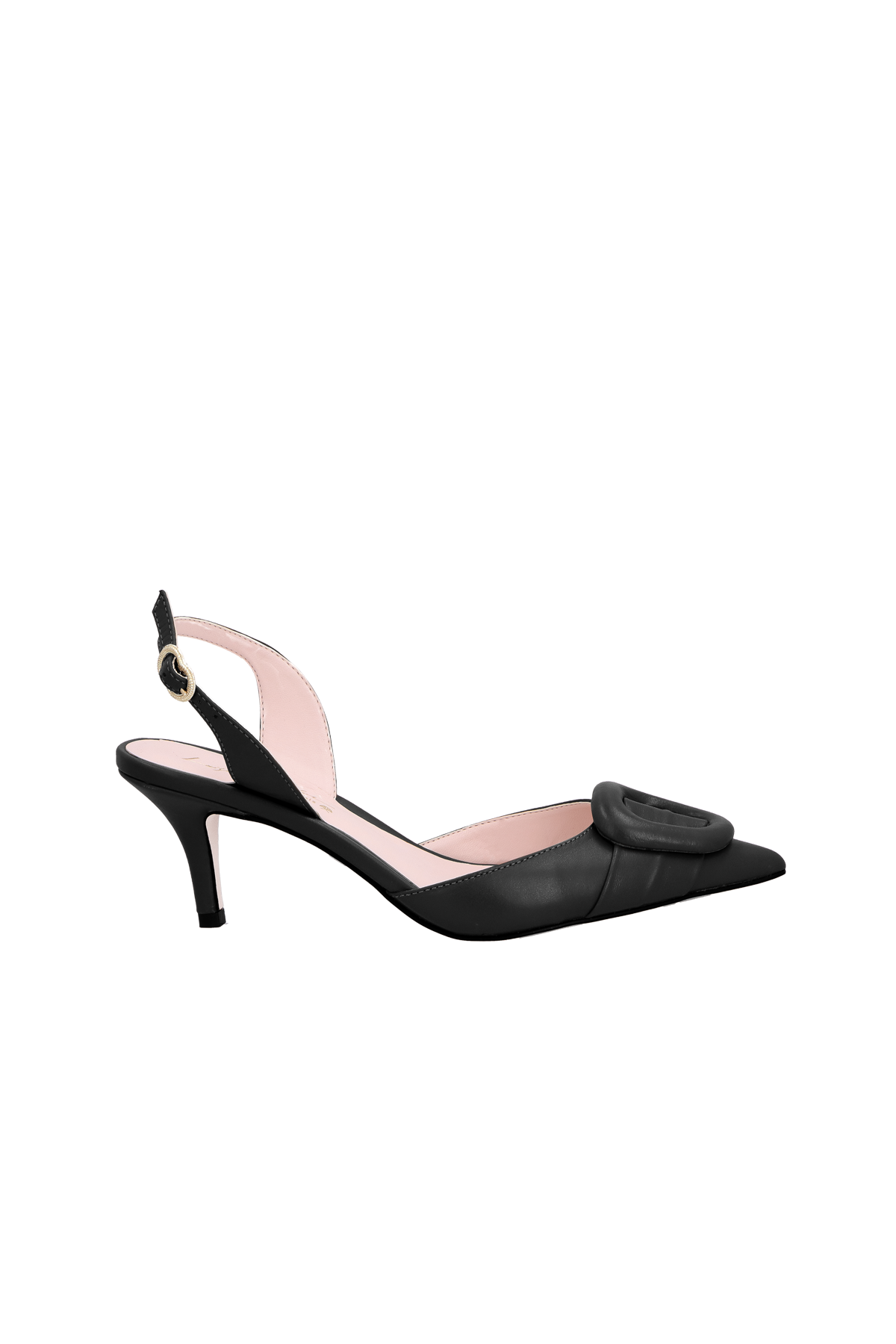 SCARPIN SLINGBACK ENFEITE ACOLCHOADO EM COURO PRETO