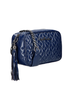 BOLSA MÉDIA CLÁSSICA ALÇA CORRENTE VERNIZ AZUL NAVAL