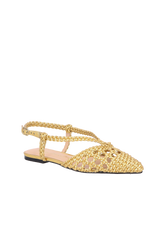 SAPATILHA SLINGBACK TRANÇADA METALIZADA OURO