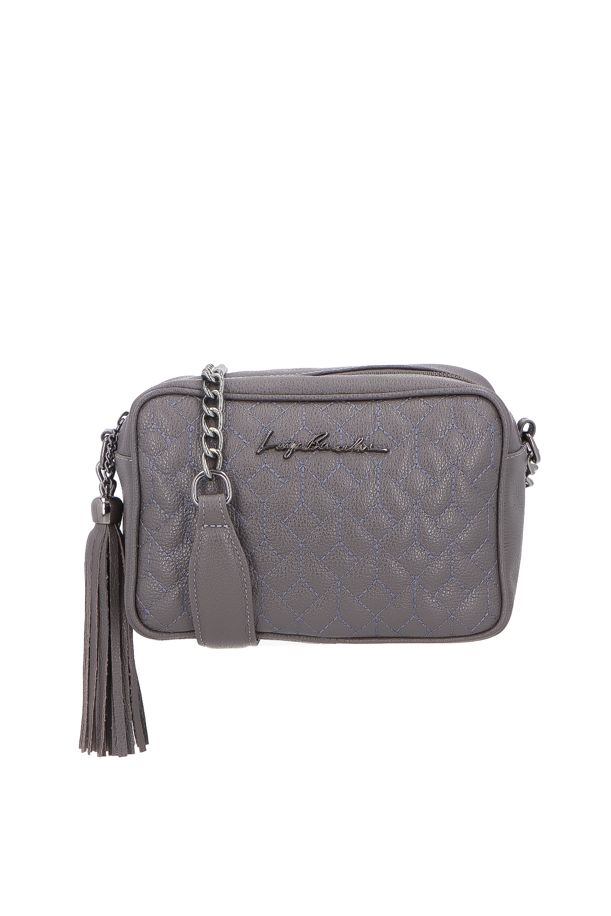 BOLSA MÉDIA CLÁSSICA EM COURO CINZA COM MATELASSÊ
