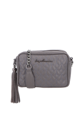 BOLSA MÉDIA CLÁSSICA EM COURO CINZA COM MATELASSÊ
