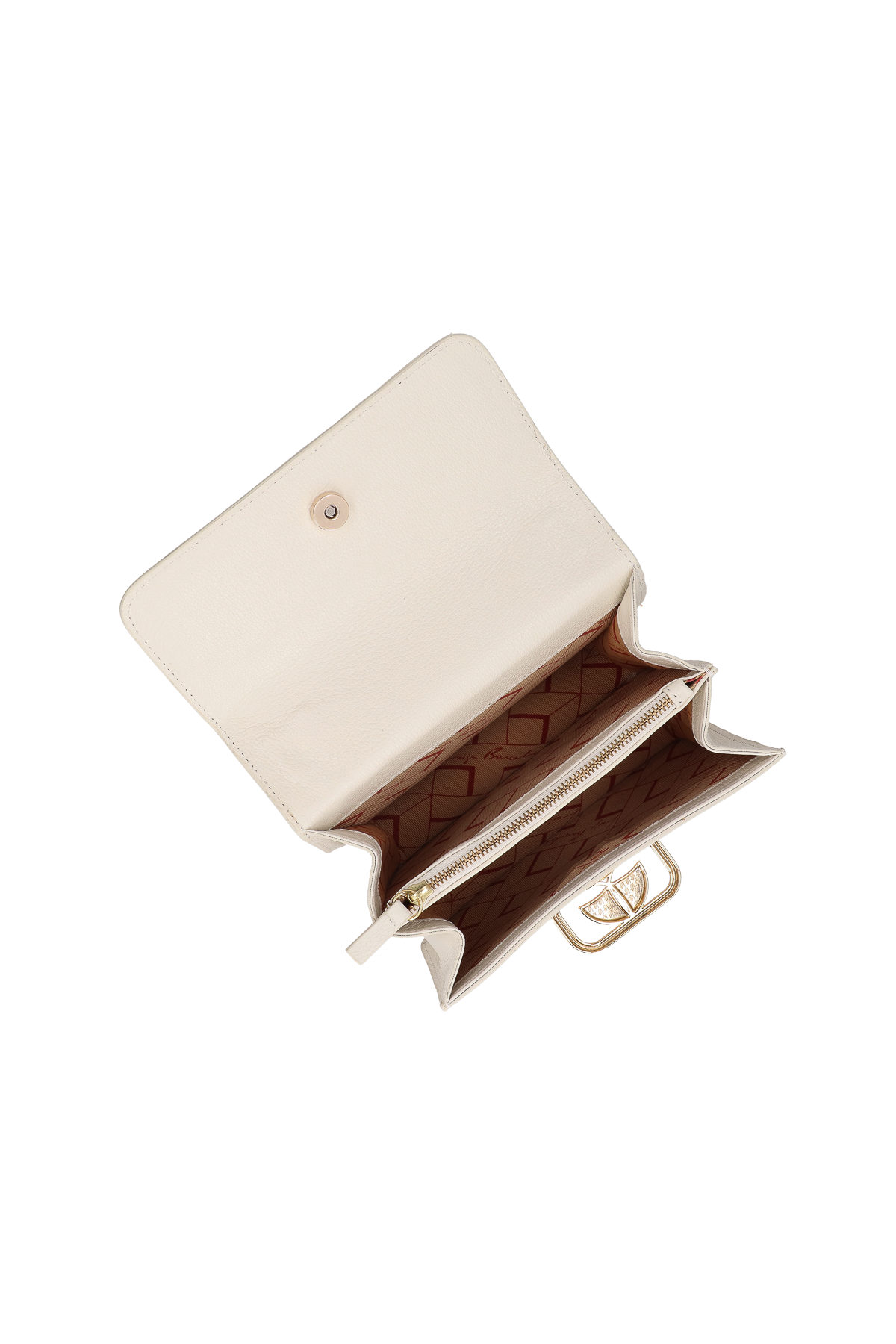 BOLSA TRANSVERSAL PEQUENA OFF WHITE EM COURO