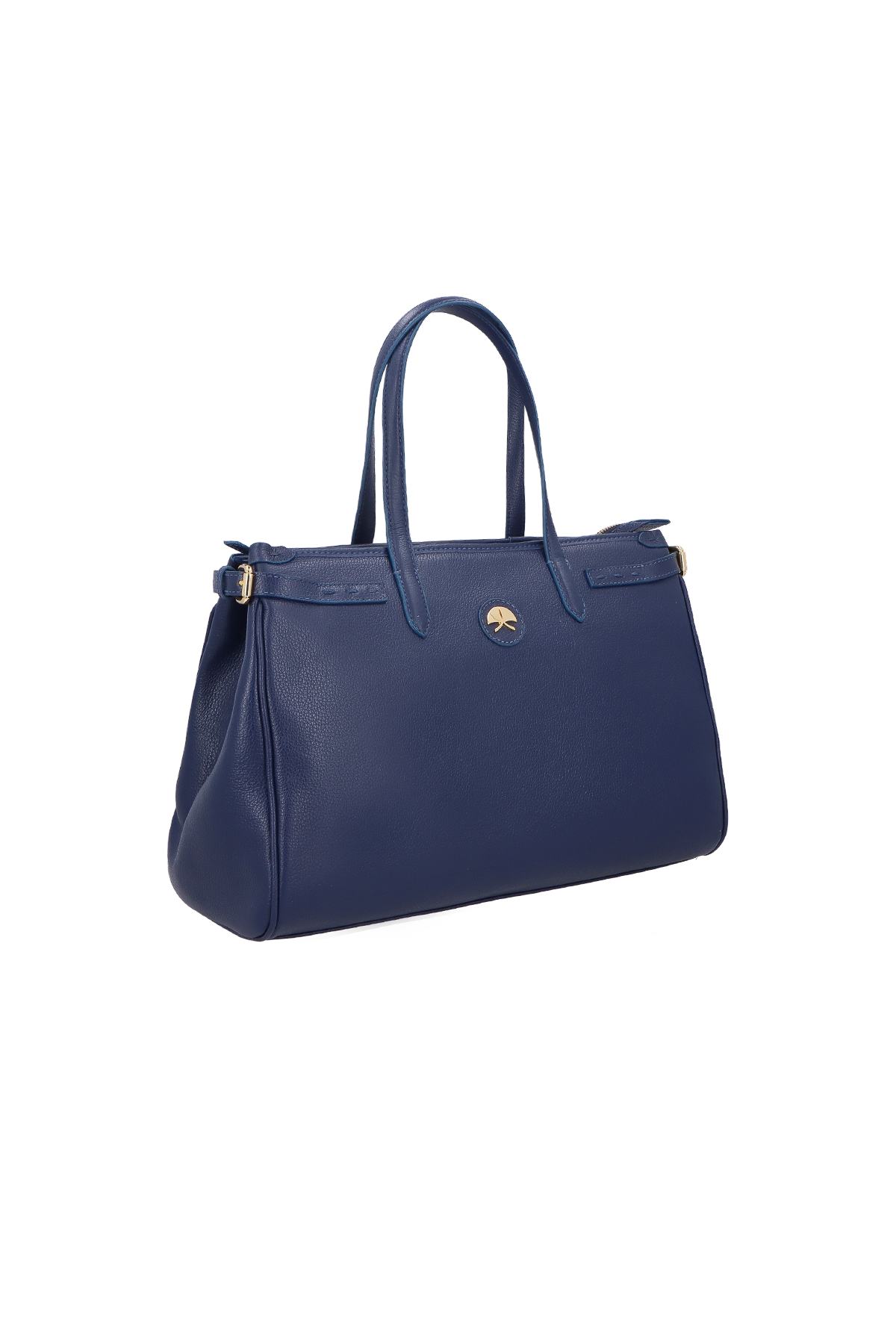 BOLSA MÉDIA EM COURO AZUL ATLÂNTICO ESTRUTURADA