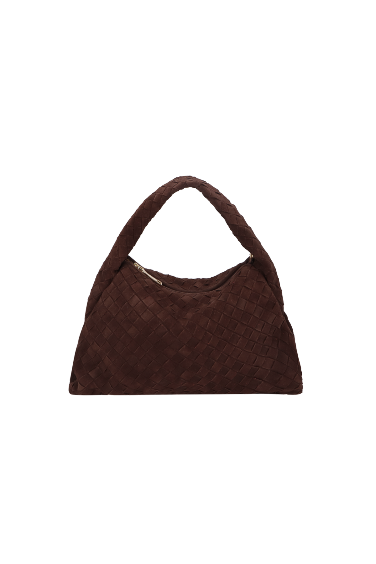 BOLSA HOBO EM CAMURÇA TRESSÊ CAFÉ GRANDE