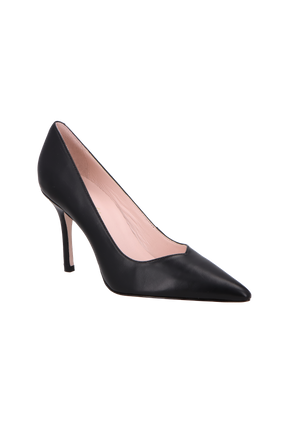 SCARPIN DE SALTO FINO EM COURO PRETO