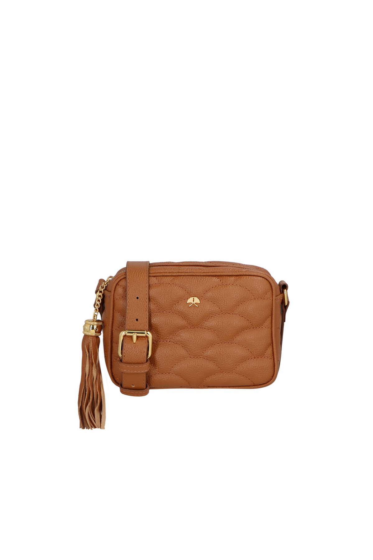 BOLSA PEQUENA EM COURO CARAMELO MATELASSÊ CALIANDRA