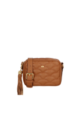 BOLSA PEQUENA EM COURO CARAMELO MATELASSÊ CALIANDRA