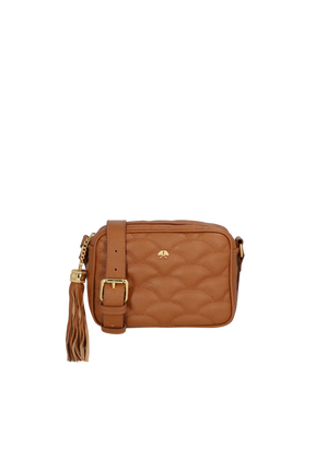 BOLSA PEQUENA EM COURO CARAMELO MATELASSÊ CALIANDRA