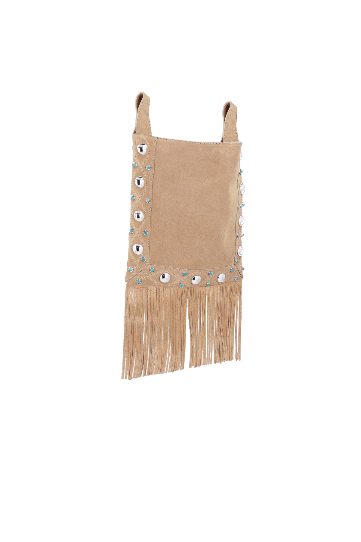 BOLSA GRANDE EM CAMURÇA BEGE FENDI COM FRANJAS