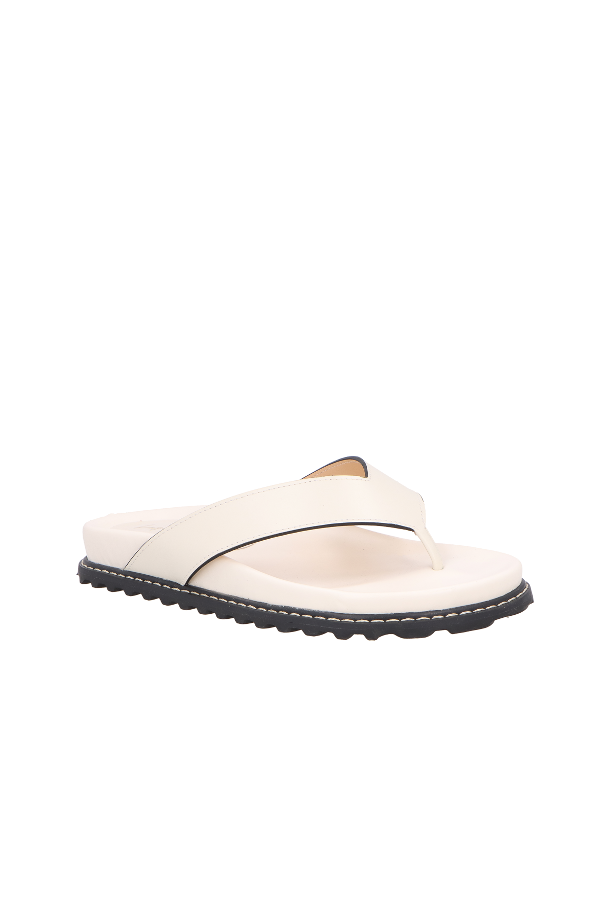 PAPETE DE DEDO EM COURO OFF WHITE COM SOLADO TRATORADO