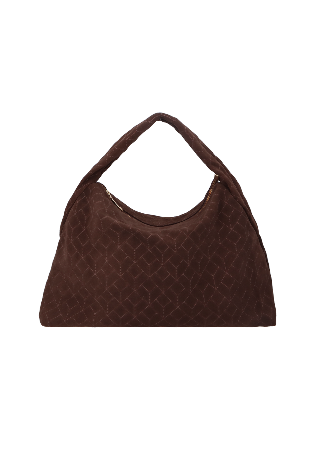 BOLSA HOBO DE ALÇA CURTA EM CAMURÇA CAFÉ MÉDIA