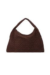 BOLSA HOBO DE ALÇA CURTA EM CAMURÇA CAFÉ MÉDIA
