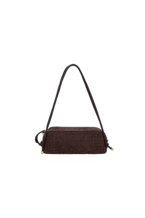 BOLSA MÉDIA TRESSÊ EM CAMURÇA CAFÉ MINIMALISTA