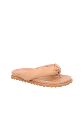 SANDÁLIA PAPETE EM COURO BEGE BLUSH COM TIRAS ACOLCHOADAS
