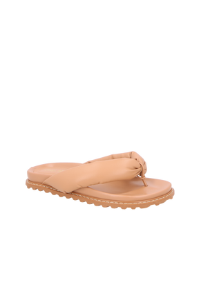 SANDÁLIA PAPETE EM COURO BEGE BLUSH COM TIRAS ACOLCHOADAS