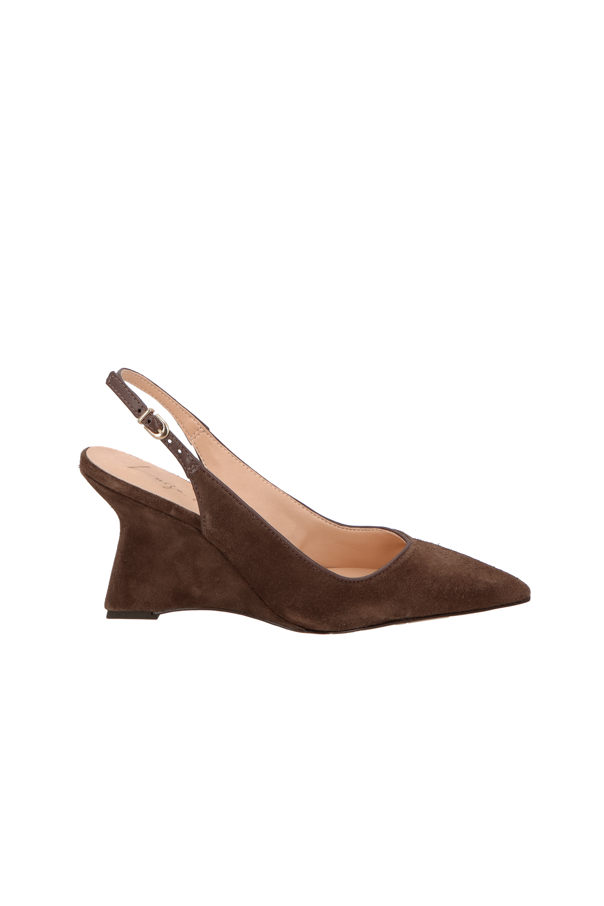 SCARPIN SLINGBACK EM CAMURÇA CAFÉ E SALTO ANABELA